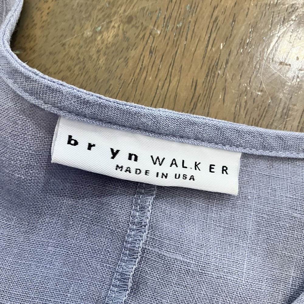 Bryn Walker 100% Linen Caftan Top Shirt Medium Blue Boxy Dolman Lagenlook Blouse - Picture 3 of 9
